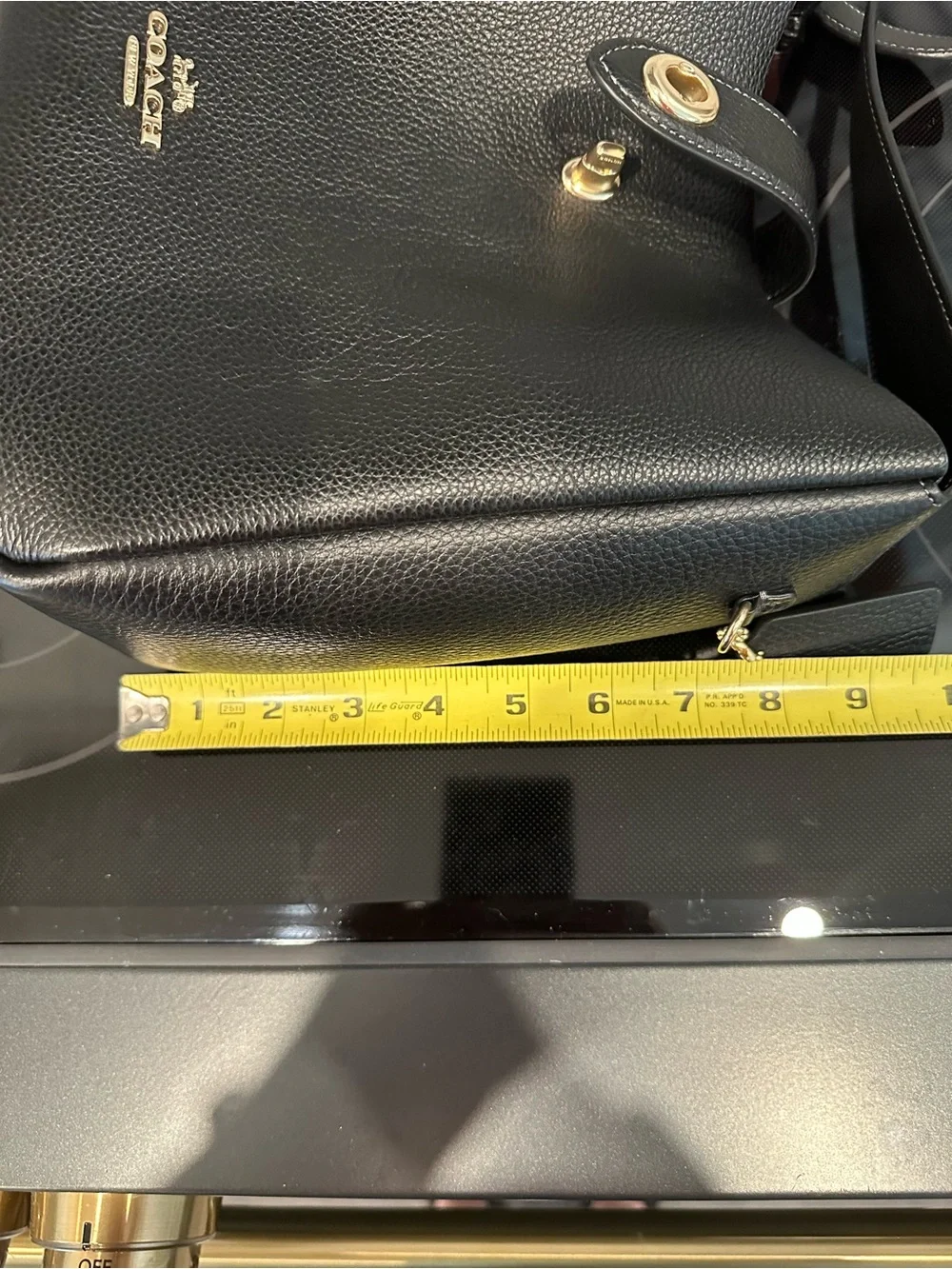 Coach Black Pebbled Leather Hadley Crossbody Shoulder Bag with Gold Hardware - Picture 7 of 15